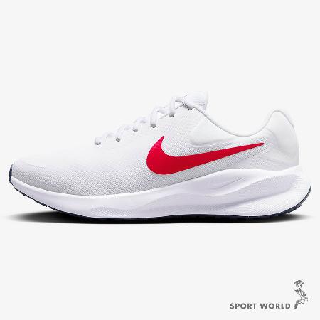 Nike 男鞋 慢跑鞋 超寬楦 Revolution 7 白紅 FB8501-100