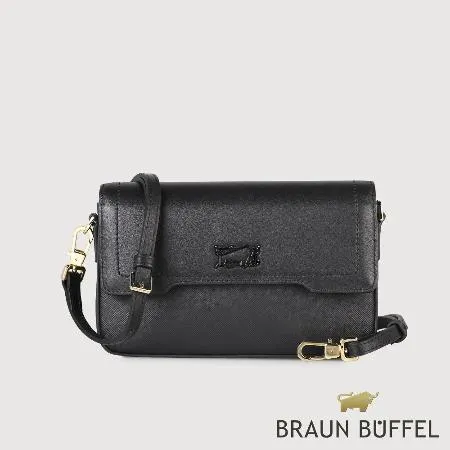 【BRAUN BUFFEL 德國小金牛】台灣總代理 巨星 斜背包-黑色/BF823-713-BK