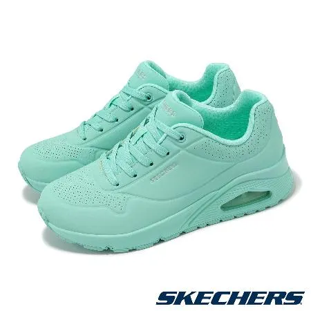 Skechers 休閒鞋 Uno-Bright Air 女鞋 綠 皮革 緩衝 氣墊 純色 運動鞋 177125MNT