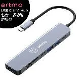 【送64G記憶卡+血氧指尖測量儀】artmo (A701C) USB-C 7in1 Hub VGA/HDMI 七合一多功能轉接器(帶線款)