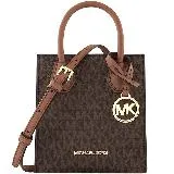 MICHAEL KORS Mercer LOGO PVC小型手提/斜背兩用包(巧克力色)