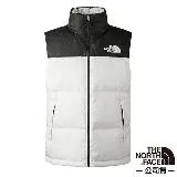 【The North Face】男 拼接防潑水舒適保暖可收納連帽羽絨背心/700蓬鬆度羽絨/3JQQ-QLI 黑白