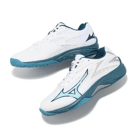 Mizuno 排球鞋Thunder Blade Z 男鞋女鞋白藍緩衝入門款羽排鞋室內運動 