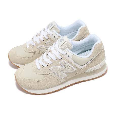 New Balance 休閒鞋 574 女鞋 米白 白 麂皮 拼接 緩震 經典 NB 運動鞋 WL574QB2-B