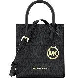 MICHAEL KORS Mercer LOGO PVC小型手提/斜背兩用包(黑色)