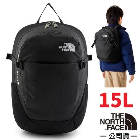 【The North Face】童 Basin 抗撕裂多功能耐磨減震後背包15L.雙肩休閒背包/87SJ-KT0 黑