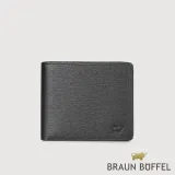 【BRAUN BUFFEL 德國小金牛】台灣總代理 羅格-A 12卡中間翻透明窗短夾-黑色/BF538-317-BK