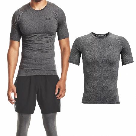 Under Armour 短袖 HG Armour Tee 男款 灰 黑 緊身衣 快乾 透氣 訓練 運動 短T 1361518090