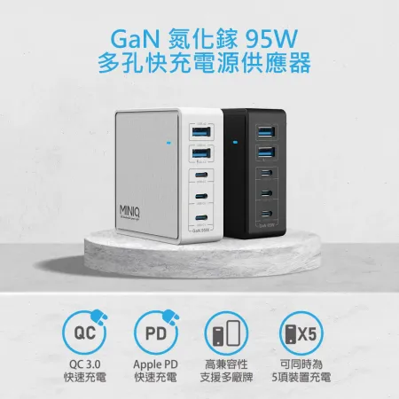 【MINIQ】GaN氮化鎵 95W 手機平板 智慧型快速充電器