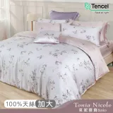 【Tonia Nicole 東妮寢飾】櫻草之吻環保印染100%萊賽爾天絲兩用被床包組(加大)