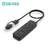 【ESENSE 逸盛】H743 4A 3C 7 Port USB3.0集線器-黑