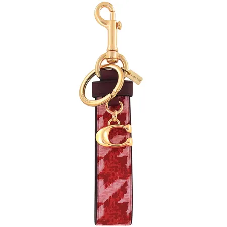 COACH 千鳥格紋PVC鑰匙圈(紅色)