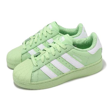 adidas 休閒鞋 Superstar XLG W 女鞋 綠 白 皮革 貝殼頭 三葉草 厚底 愛迪達 ID5729