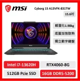 msi 微星 Cyborg 15 A13VFK-831TW 電競筆電 13代I7/16G/512GB/RTX4060