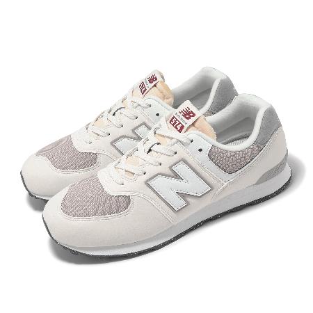 New Balance 休閒鞋 574 Wide 大童 寬楦 白 灰 麂皮 網布 小朋友 運動鞋 NB GC574RCD-W