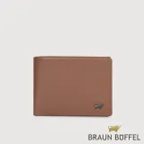 【BRAUN BUFFEL 德國小金牛】台灣總代理 至尊 12卡中間翻透明窗短夾-深棕色/BF536-317-SI