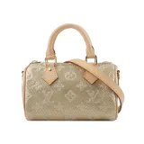 【LV】Monogram Nano Speedy 金屬色塗層帆布二用包(金色) M82242