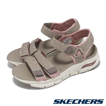 Skechers 涼鞋 Arch Fit-Fresh Bloom 女鞋 棕 粉 魔鬼氈 支撐 涼拖鞋 休閒鞋 119305TPPK