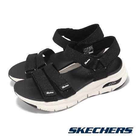Skechers 涼鞋 Arch Fit-Fresh Bloom 女鞋 黑 魔鬼氈 支撐 涼拖鞋 休閒鞋 119305BLK