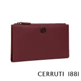 【Cerruti 1881】限量2折 義大利頂級小牛皮荔枝紋女用長夾 全新專櫃展示品(酒紅色 CEPD06327G)