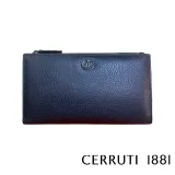 【Cerruti 1881】限量2折 義大利頂級小牛皮荔枝紋女用長夾 全新專櫃展示品(黑色 CEPD06327G)