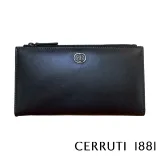 【Cerruti 1881】限量2折 義大利頂級小牛皮女用長夾 全新專櫃展示品(黑色 CEPD06327M)