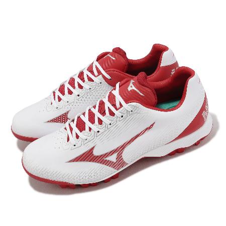 Mizuno 棒壘球鞋 Wave Lightrevo 寬楦 男鞋 白 紅 釘鞋 膠釘 美津濃 11GP2221-62