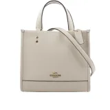 【COACH】Dempsey Tote 22 金字荔枝皮革二用托特包(白色)