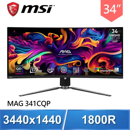 MSI 微星 MAG 341CQP QD-OLED 34型 UWQHD 175Hz 曲面電競螢幕