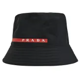 PRADA 2HC137 燙印LOGO撞色尼龍漁夫帽.黑/紅