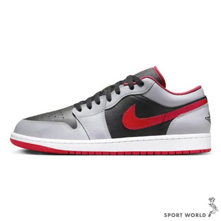 Nike 休閒鞋 男鞋 皮革 AIR JORDAN 1 LOW 紅黑銀 553558-060