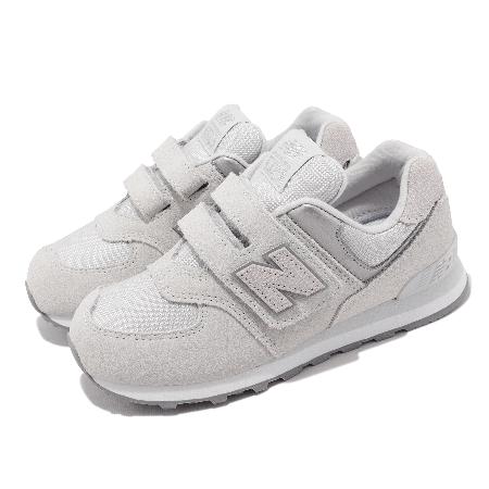 New Balance 童鞋 574 灰 銀 魔鬼氈 寬楦 中童 小朋友 NB 復古 紐巴倫 PV574ES1-W