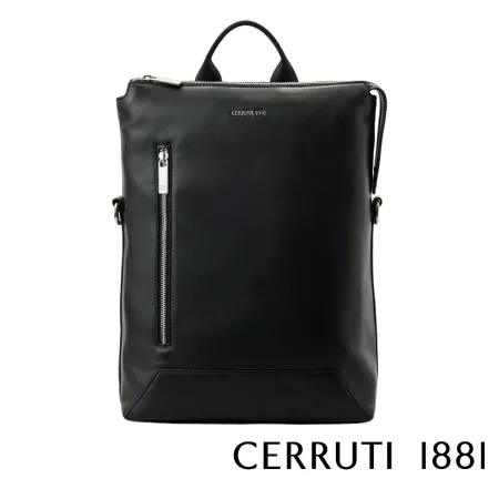 【Cerruti 1881】限量2折 義大利頂級小牛皮後背包 全新專櫃展示品(黑色 CEZA06554M)