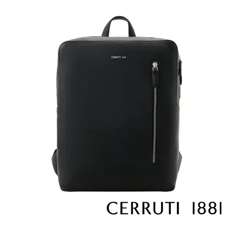 【Cerruti 1881】限量2折 義大利頂級小牛皮後背包 全新專櫃展示品(黑色 CEZA06579M)