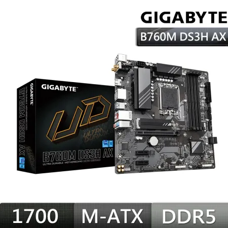 技嘉 B760M DS3H AX【M-ATX】1700/DDR5主機板