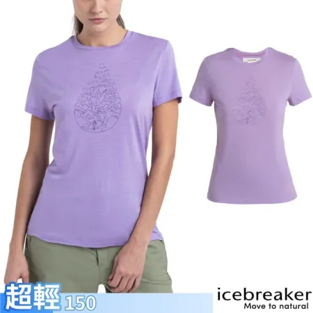 【Icebreaker】女 美麗諾羊毛Tech Lite III 圓領短袖上衣(健行小徑)IB0A56YJ-736 粉紫