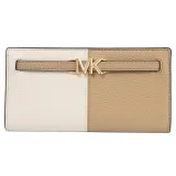 MICHAEL KORS REED 金屬LOGO撞色對開釦式長夾.駝/白