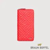 【BRAUN BUFFEL 德國小金牛】台灣總代理 洛克 13卡全開拉鍊長夾-光輝紅/BF527-601-RR