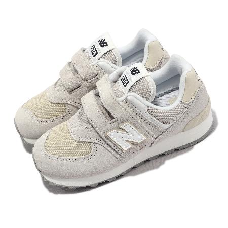 New Balance 童鞋 574 寬楦 中童 奶茶 白 麂皮 魔鬼氈 NB 紐巴倫 PV574FOG-W