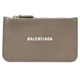 BALENCIAGA 巴黎世家 594214 燙印LOGO牛皮證件零錢包.大象灰