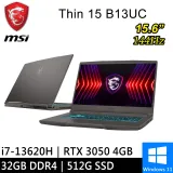 msi微星Thin 15 B13UC-1418TW-SP1 15.6吋 灰 特仕(16G+16G/512G SSD)