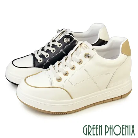 【GREEN PHOENIX】女 休閒鞋 真皮 顯瘦 直套式 免綁鞋帶 厚底 內增高