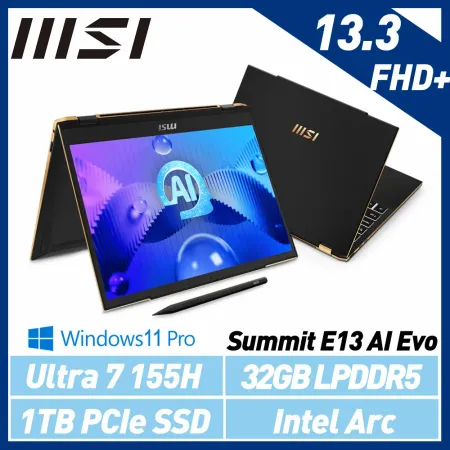 【最新Ultra處理器】MSI 微星 Summit E13 AI Evo A1MTG-018TW 13.3吋AI觸控筆電