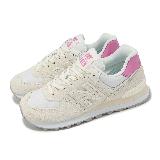 New Balance 休閒鞋 574 女鞋 米白 粉 麂皮 尼龍 緩震 經典 拼接 NB WL5742BA-B