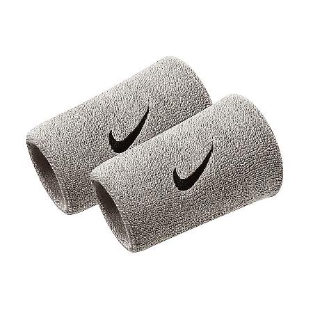 Nike 護腕 Swoosh Doublewide Wristbands 灰 黑 棉質 吸汗 運動 訓練 護具 NNN0507-8OS