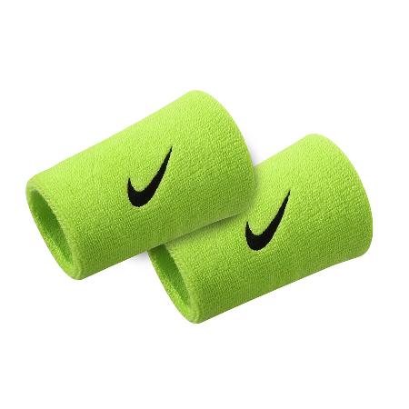Nike 護腕 Swoosh Doublewide Wristbands 綠 黑 棉質 吸汗 運動 訓練 護具 NNN0571-0OS