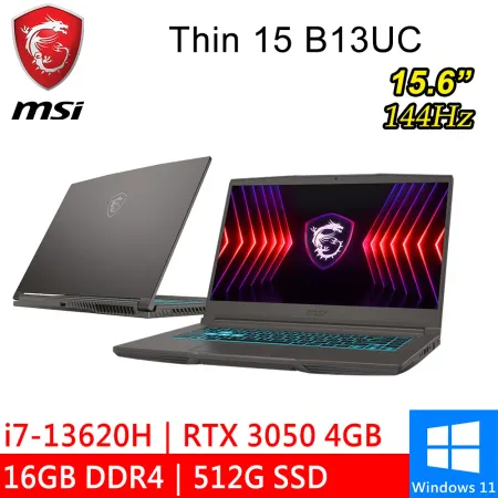 msi微星 Thin 15 B13UC-1418TW 15.6吋 灰(16G DDR4/512G PCIE)