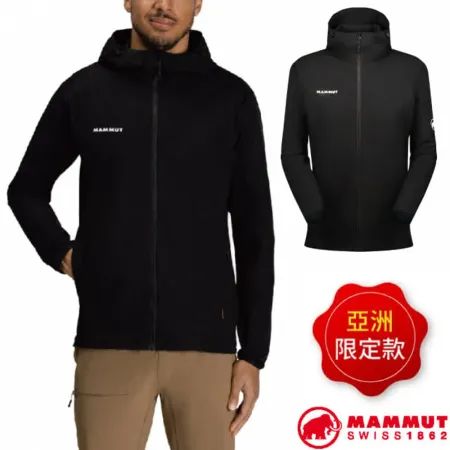 【MAMMUT 長毛象】男 GRANITE SO Hooded防潑水軟殼連帽外套/1011-00322-0047 黑/白