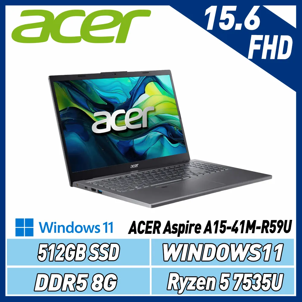 Acer Aspire | A15-41M-R59U灰(R5 7535U/8G/512G PCIe/W11)