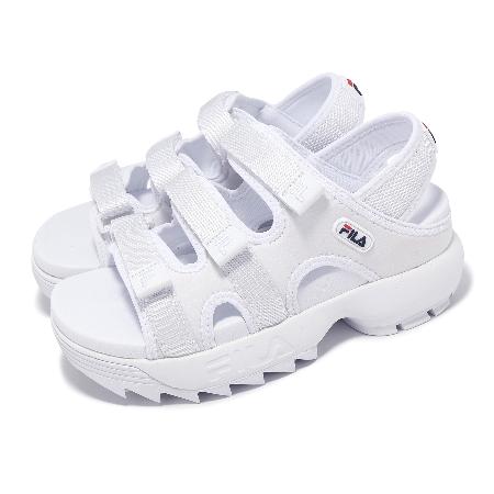 Fila 涼拖鞋 Disruptor SD Puffy 女鞋 白 尼龍 魔鬼氈 厚底 涼鞋 斐樂 5S138Y125